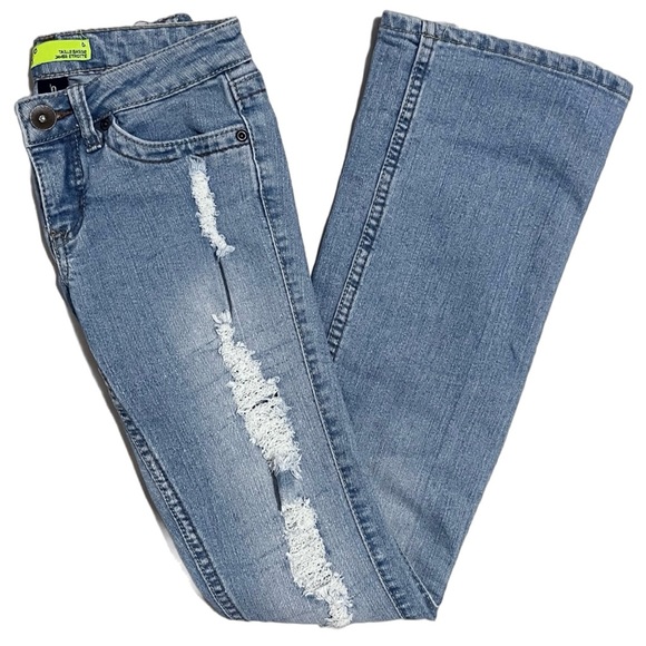 Low Rise Boot Cut Distressed Jeans - Picture 3 of 5